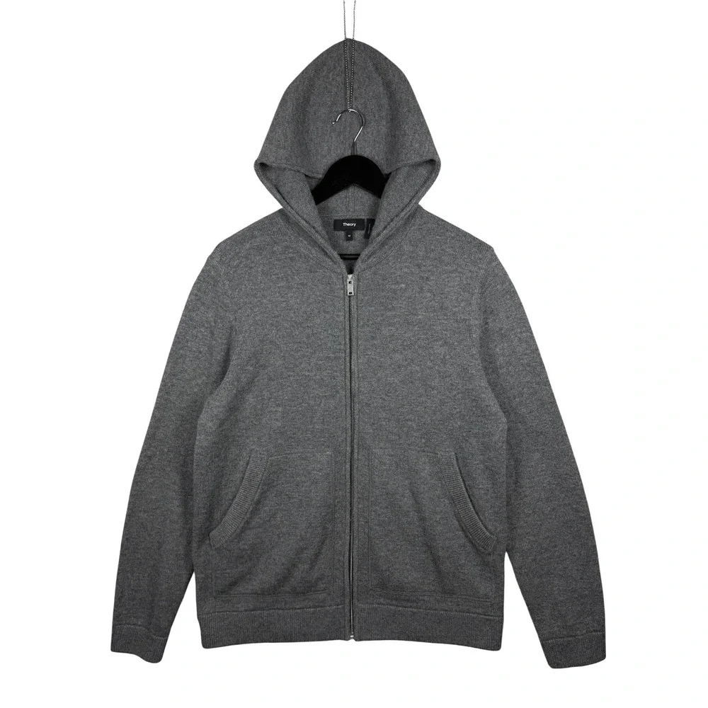 Theory Alcos Wool / Cashmere Men's Sz M Full Zip Hoodie Sweater in Gray